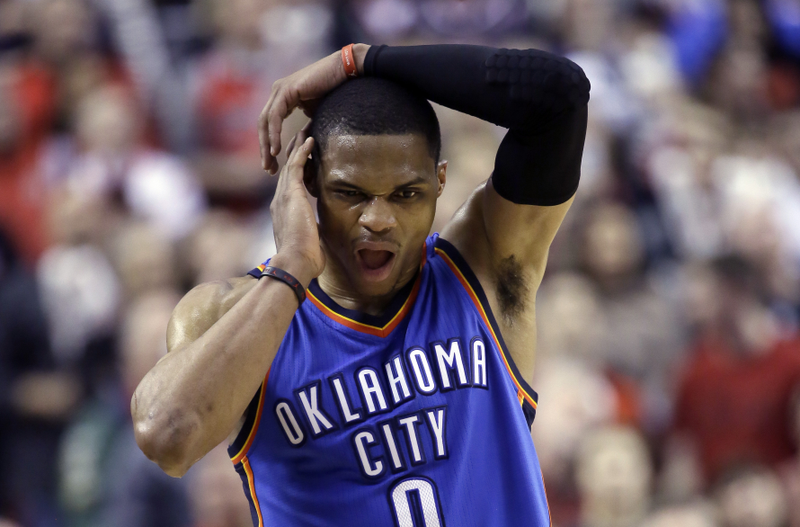 Illustration for article titled Russell Westbrook Literally Got A Dent In His Face